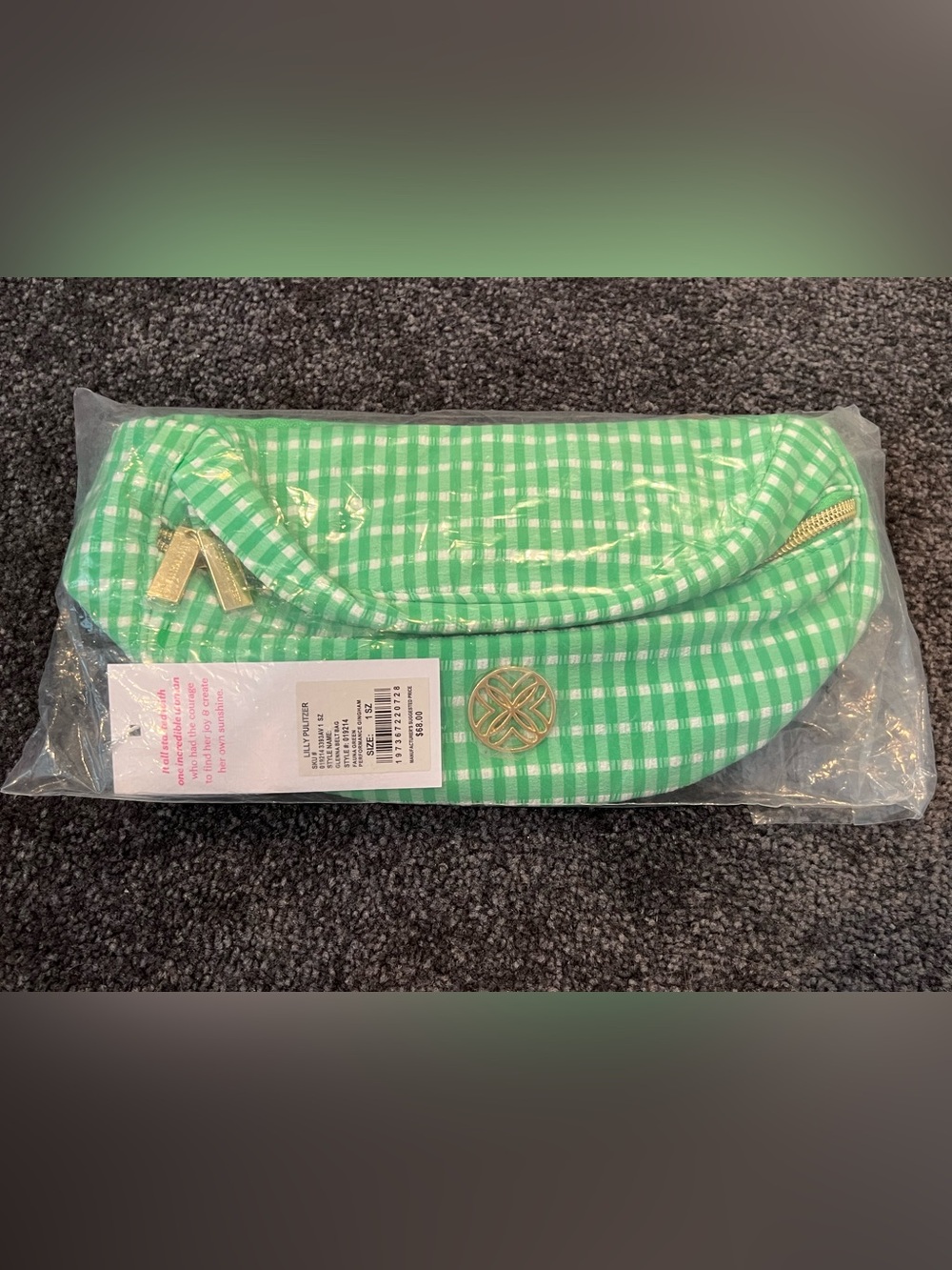 Lilly Pulitzer Fauna Green Gingham Performance Glenna Belt Bag NWT NIP - Picture 5 of 7